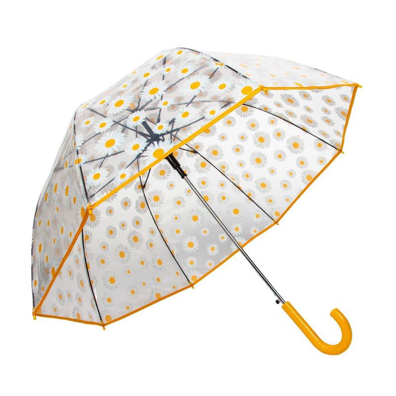 slide 4 of 6, ShedRain Bubble Daisy Bell Bubble Umbrella - Clear: Auto-Open, Plastic Handle, Floral Botanical Pattern, 52" Span, 1 ct