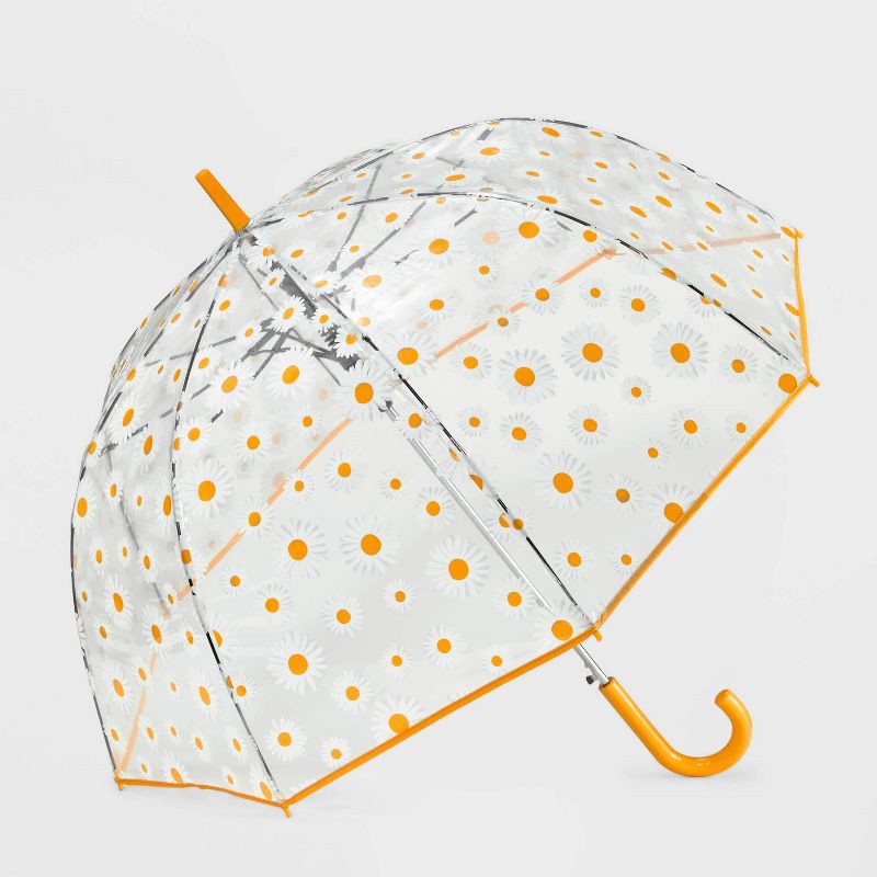 slide 1 of 6, ShedRain Bubble Daisy Bell Bubble Umbrella - Clear: Auto-Open, Plastic Handle, Floral Botanical Pattern, 52" Span, 1 ct