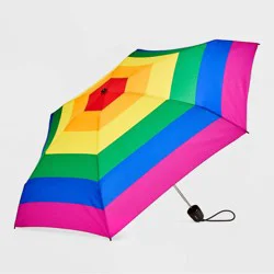 ShedRain Mini Manual Compact Umbrella - Rainbow: Telescoping Shaft, Multi-Stripe Pattern, 38" Span
