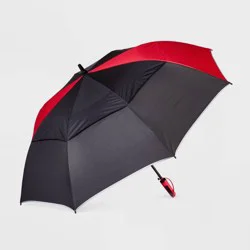 ShedRain Golf Umbrella - Black/Red: Auto-Open, Solid Pattern, 60" Span, Polyester Canvas, Plastic Handle