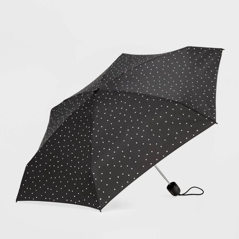 slide 1 of 5, ShedRain Polka Dots Mini Manual Compact Umbrella - White Dots, 1 ct