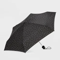 ShedRain Polka Dots Mini Manual Compact Umbrella - White Dots: Telescoping Shaft, Polyester Shell