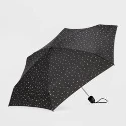 ShedRain Polka Dots Mini Manual Compact Umbrella - White Dots: Telescoping Shaft, Polyester Shell