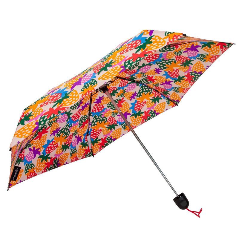 slide 3 of 5, ShedRain Mini Manual Compact Umbrella - Pink: Telescoping Shaft, Strawberries Pattern, 38" Span, 1 ct