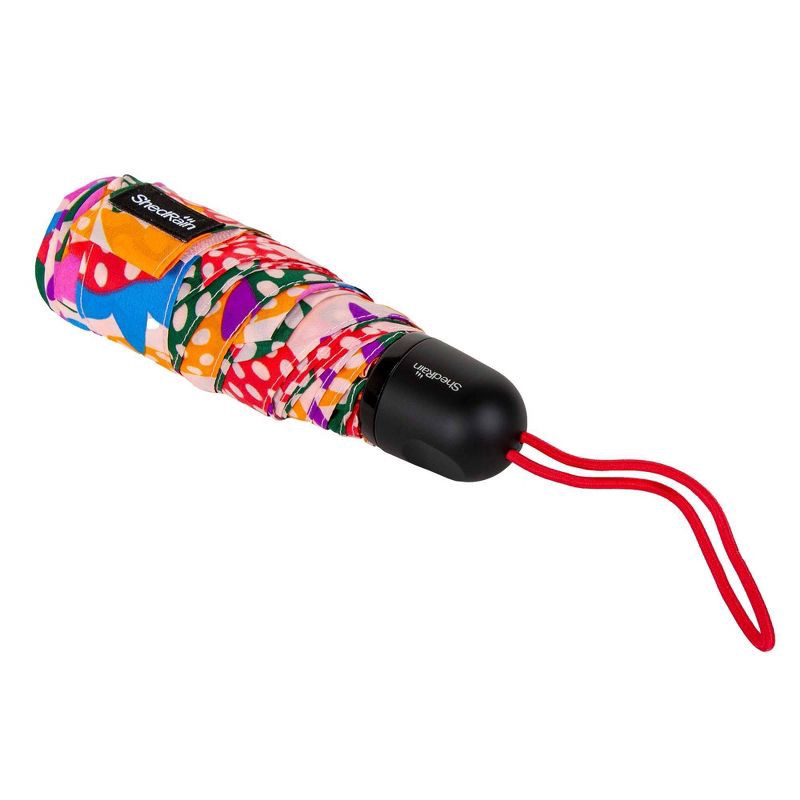 slide 4 of 5, ShedRain Mini Manual Compact Umbrella - Pink: Telescoping Shaft, Strawberries Pattern, 38" Span, 1 ct