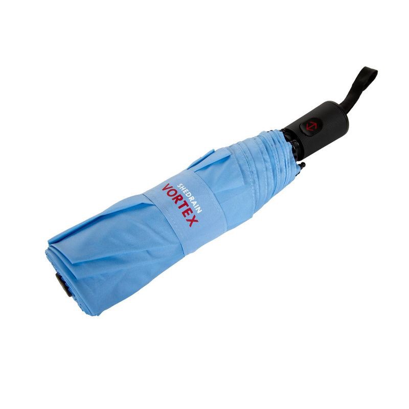 slide 4 of 5, ShedRain VORTEX Auto Open Auto Close Compact Umbrella - Light Blue: Auto-Open & Close, Telescoping Shaft, Solid Polyester Canvas, 1 ct