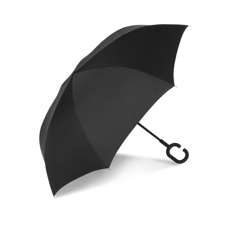 slide 3 of 5, ShedRain UnbelievaBrella Reverse Opening Stick Umbrella - Black/White, 1 ct