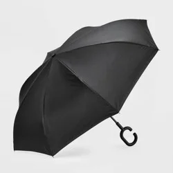 ShedRain UnbelievaBrella Reverse Opening Stick Umbrella - Black/White: Auto-Open, Solid Pattern, 48" Span
