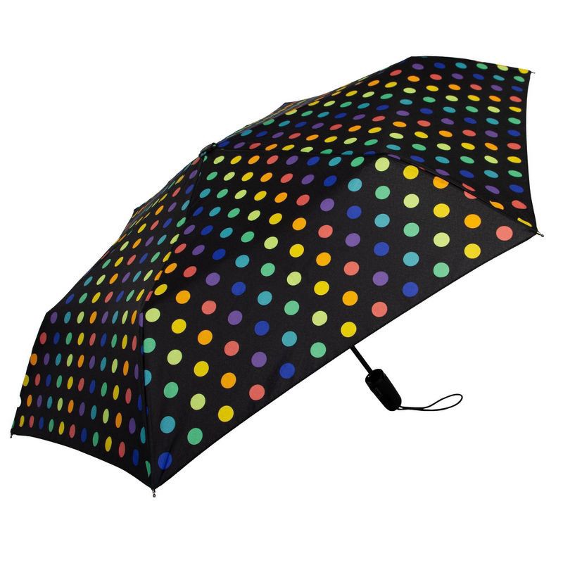 slide 3 of 5, ShedRain Polka Dots Auto Open Auto Close Compact Umbrella - Rainbow, 1 ct