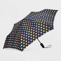 ShedRain Polka Dots Auto Open Auto Close Compact Umbrella - Rainbow: Telescoping Shaft, Polyester Shell