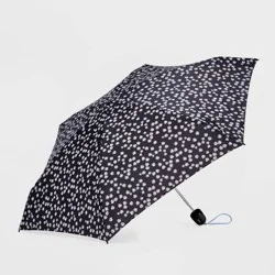 ShedRain Mini Manual Compact Umbrella - Navy Blue: Telescoping Shaft, Floral Pattern, 38" Span