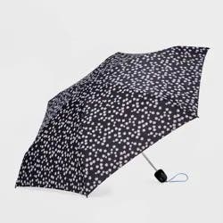 ShedRain Mini Manual Compact Umbrella - Navy Blue: Telescoping Shaft, Floral Pattern, 38" Span