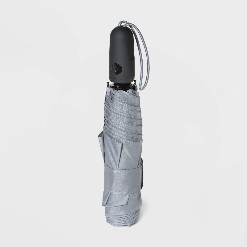 slide 2 of 4, ShedRain Auto Open Auto Close Compact Umbrella - Gray: Telescoping Shaft, Polyester Shell, Solid Pattern, 1 ct