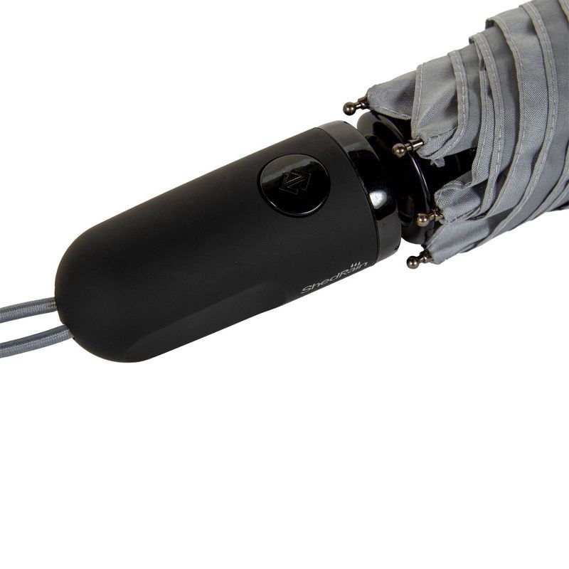 slide 4 of 4, ShedRain Auto Open Auto Close Compact Umbrella - Gray: Telescoping Shaft, Polyester Shell, Solid Pattern, 1 ct