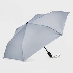 ShedRain Auto Open Auto Close Compact Umbrella - Gray: Telescoping Shaft, Polyester Shell, Solid Pattern