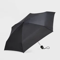 ShedRain Mini Manual Compact Umbrella - Black: Telescoping Shaft, Solid Polyester Shell, 38&quot; Span, Plastic Handle