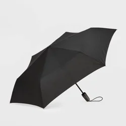 ShedRain Auto Open Auto Close Compact Umbrella - Black: Telescoping Shaft, Solid Pattern, Polyester Shell, 54&quot; Span