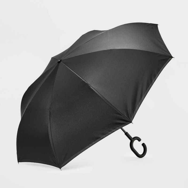 slide 1 of 4, ShedRain UnbelievaBrella Reverse Opening Stick Umbrella - Black, 1 ct