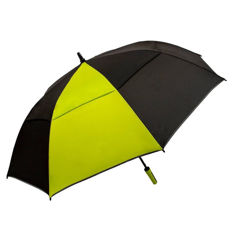 slide 3 of 5, ShedRain Golf Umbrella - Black/Lime Green: Auto-Open, Solid Pattern, 60" Span, Polyester Canvas, Plastic Handle, 1 ct
