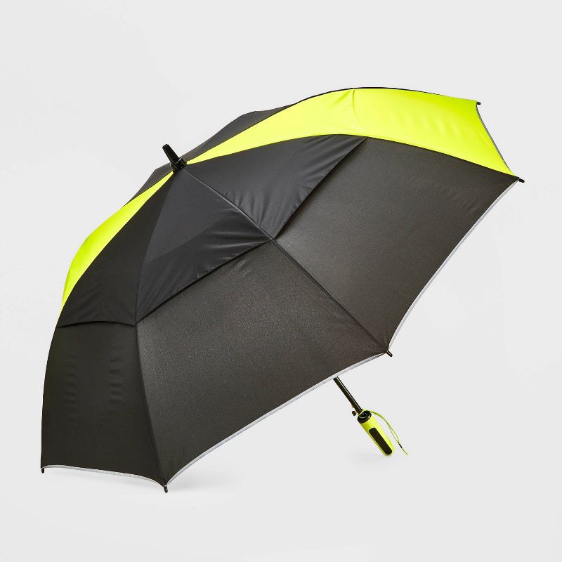 slide 1 of 5, ShedRain Golf Umbrella - Black/Lime Green: Auto-Open, Solid Pattern, 60" Span, Polyester Canvas, Plastic Handle, 1 ct
