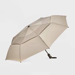ShedRain VORTEX Auto Open Auto Close Compact Umbrella - Tan: Auto-Open, Auto-Close, Telescoping Shaft, Solid Polyester