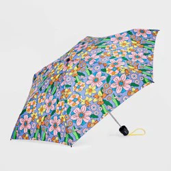 ShedRain Mini Manual Compact Umbrella - Lavender: Floral Pattern, Telescoping Shaft, 38&quot; Span