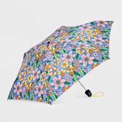 ShedRain Mini Manual Compact Umbrella - Lavender: Floral Pattern, Telescoping Shaft, 38" Span