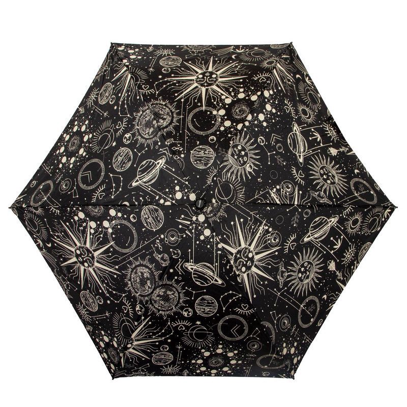 slide 2 of 5, ShedRain Mini Manual Compact Umbrella - Black Zodiac: Telescoping Shaft, Star Galaxy Pattern, 38" Span, 1 ct