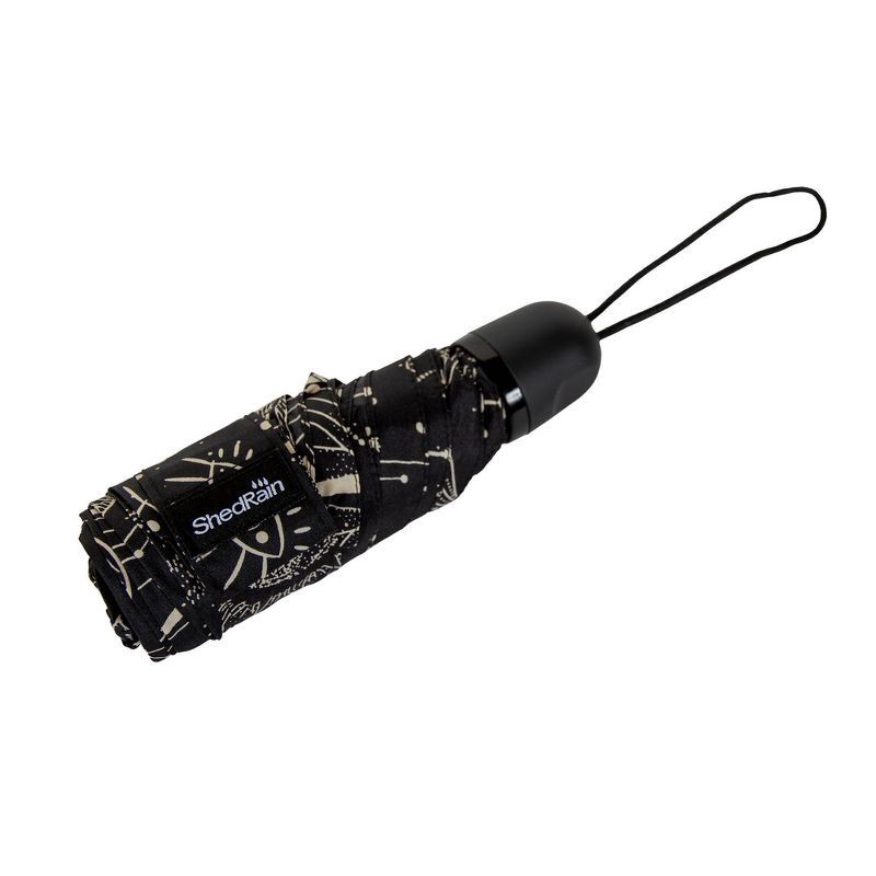 slide 4 of 5, ShedRain Mini Manual Compact Umbrella - Black Zodiac: Telescoping Shaft, Star Galaxy Pattern, 38" Span, 1 ct