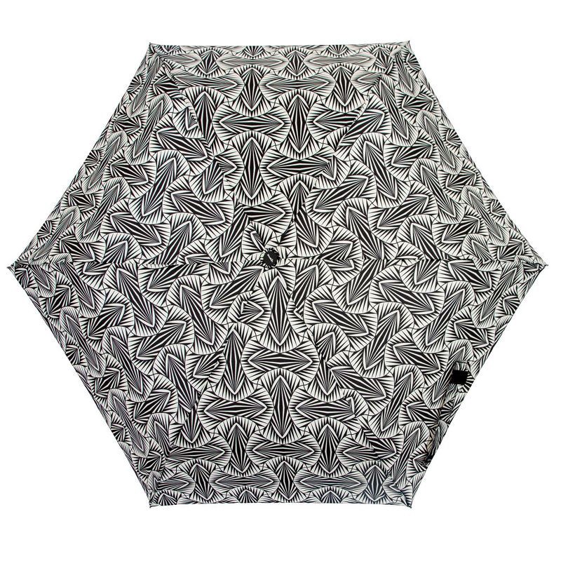 slide 2 of 5, ShedRain Auto Open Auto Close Compact Umbrella - Black/White: Telescoping Shaft, Polyester Shell, Stripe & Geometric Patterns, 1 ct