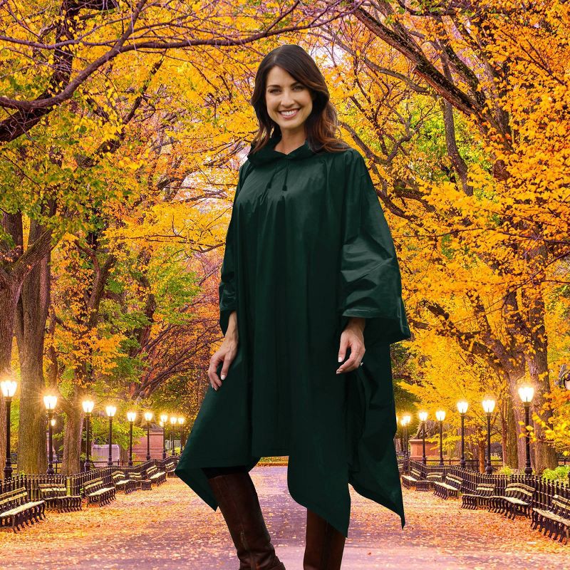 slide 2 of 2, ShedRain Poncho - Dark Green: Snap & Pull-On Closure, One Size Fits Most, 1 ct