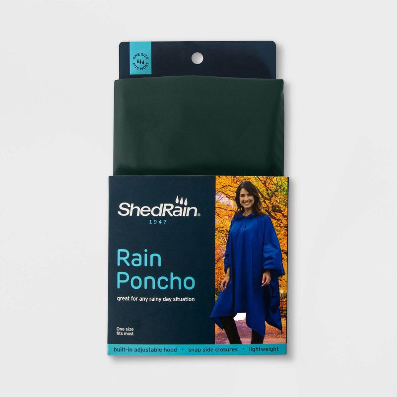 slide 1 of 2, ShedRain Poncho - Dark Green: Snap & Pull-On Closure, One Size Fits Most, 1 ct
