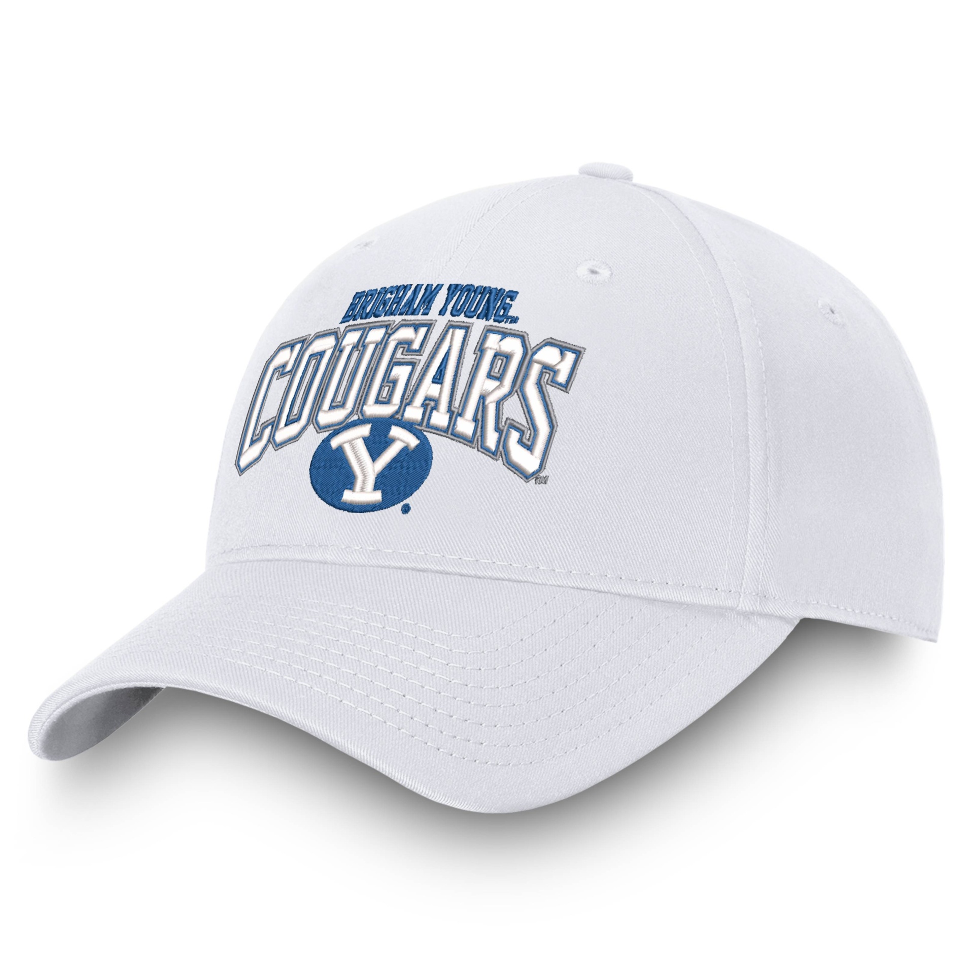 slide 1 of 4, NCAA BYU Cougars Men's Ringleader White Structured Cotton Twill Hat, 1 ct