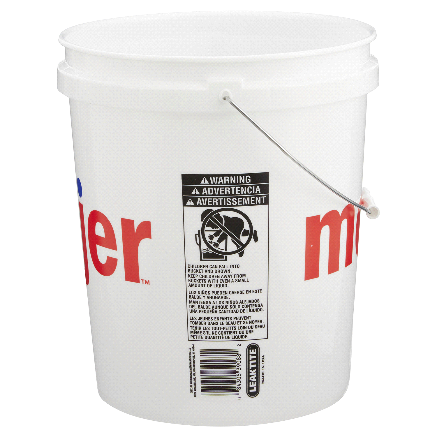 slide 2 of 2, White Meijer Bucket, 5 gal