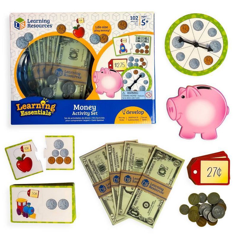 slide 1 of 9, Learning Resources Money Activity Set - 102pc, Play Money for Kids, Back to School Must-Have Supplies, Ages 5+, 102 ct
