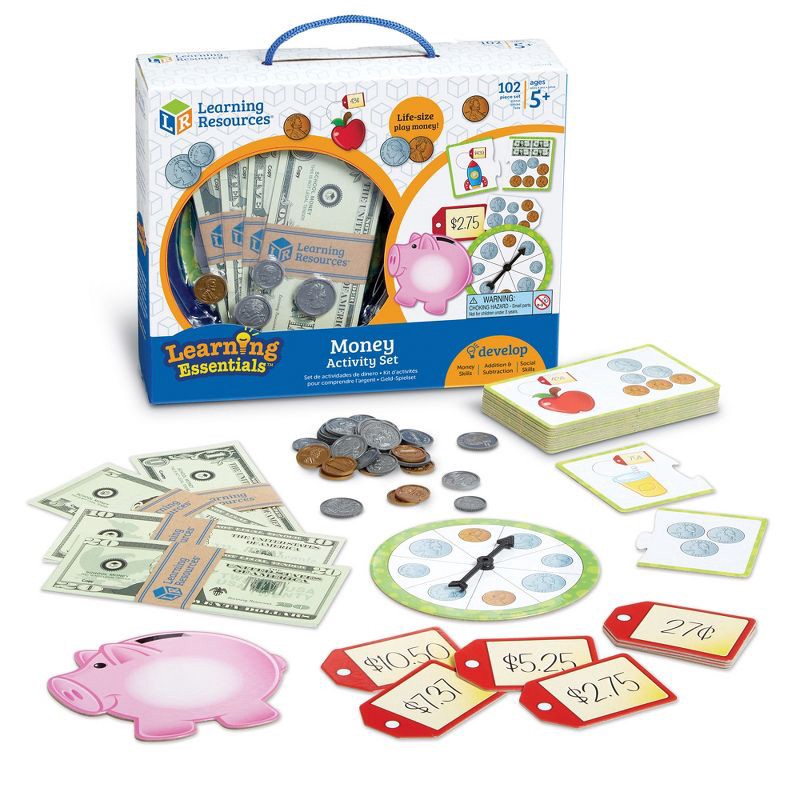 slide 1 of 9, Learning Resources Money Activity Set - 102pc, Play Money for Kids, Back to School Must-Have Supplies, Ages 5+, 102 ct