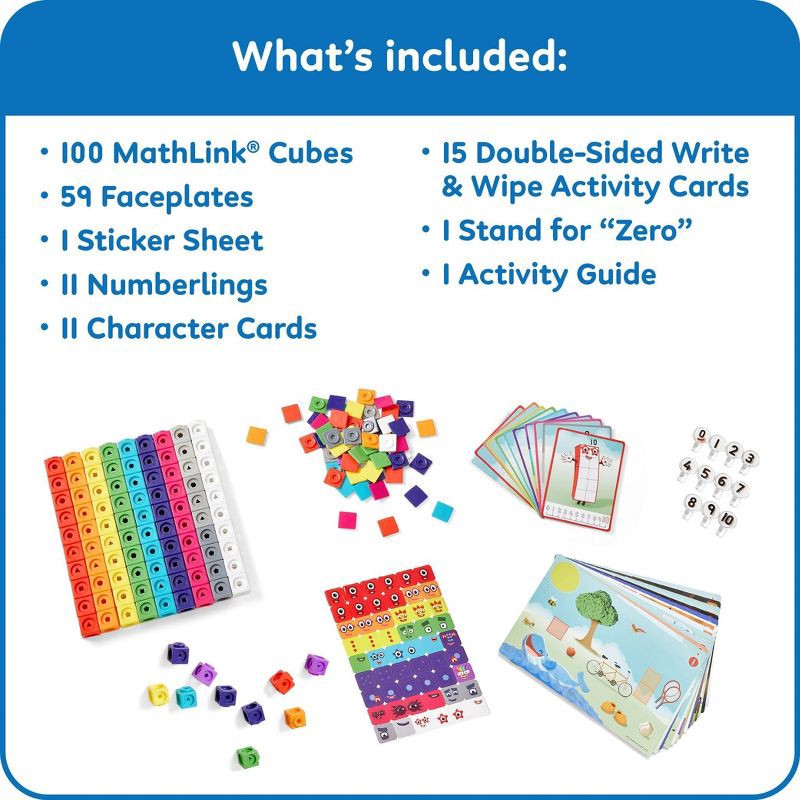 slide 2 of 7, Hand2Mind Numberblocks MathLink Cubes 1-10 Activity Set, Teacher Supplies, 1 ct