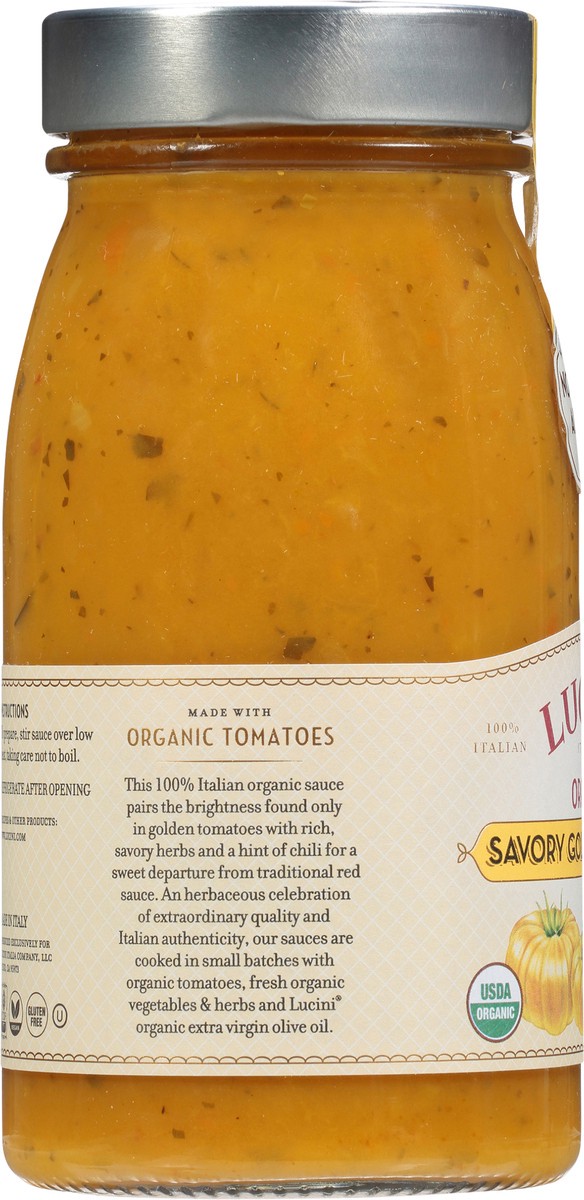 slide 4 of 11, Lucini 100% Italian Small Batch Organic Savory Golden Tomato 25.5 oz. Jar, 25.5 oz