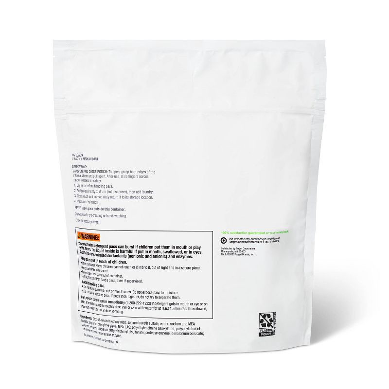 slide 2 of 3, Free & Clear 3-in-1 Laundry Detergent Pacs - 32.5oz/45ct - up&up™, 32.5 oz, 45 ct