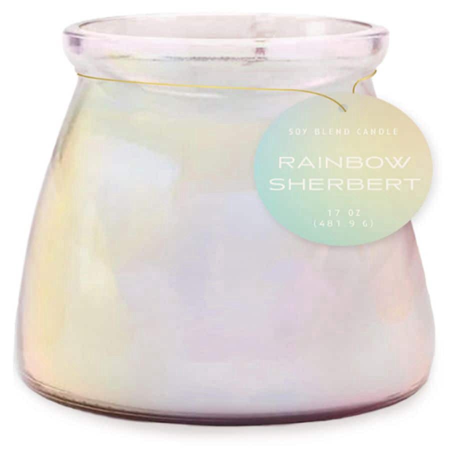 slide 1 of 1, Modern Expressions Iridescent Glass Candle Rainbow Sherbert, 17 oz