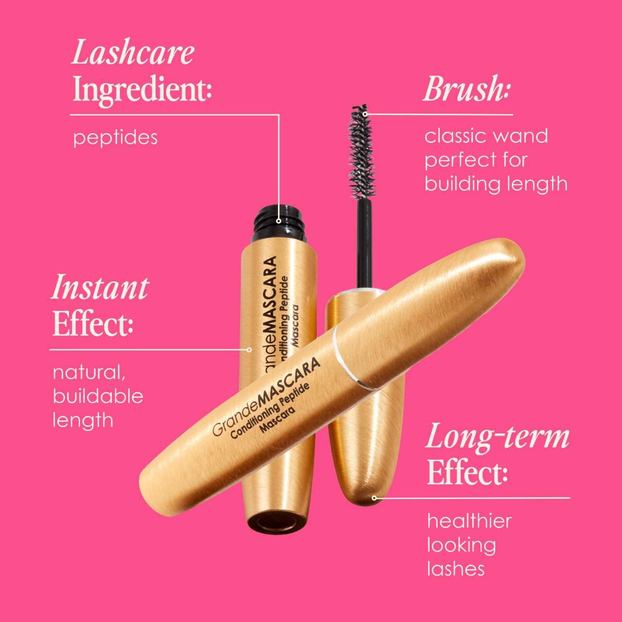 slide 6 of 7, Grande Cosmetics GrandeMASCARA Conditioning Peptide Mascara Black, 0.21 oz/ 6 gram