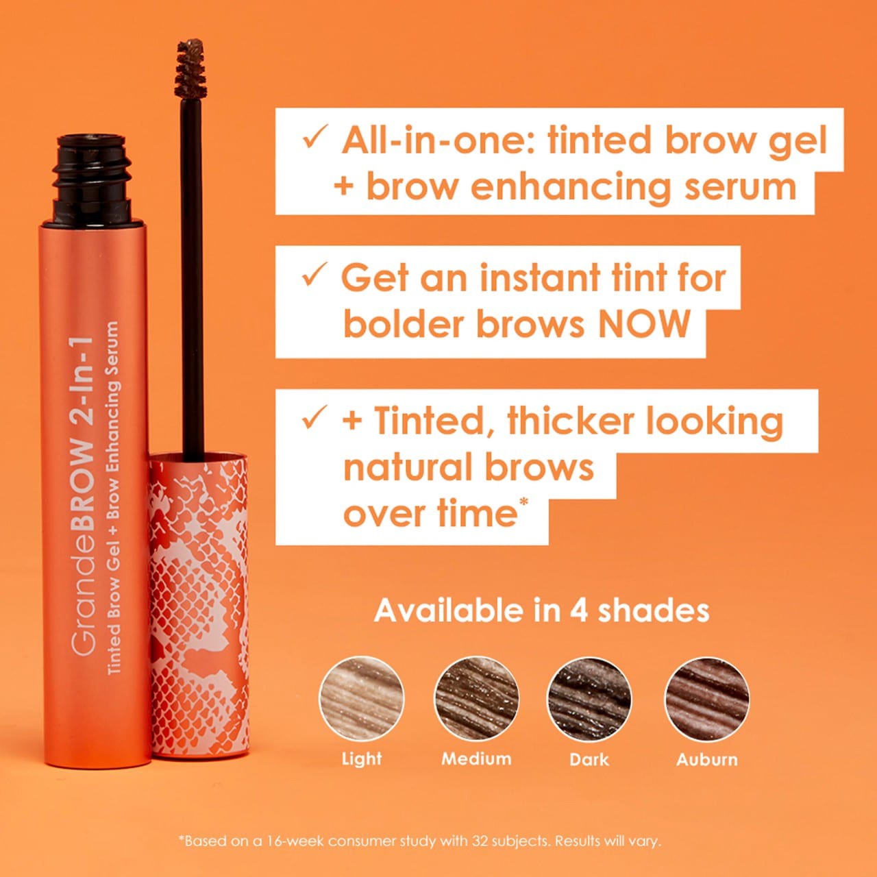 slide 5 of 7, Grande Cosmetics GrandeBROW 2-In-1 Tinted Brow Gel + Brow Enhancing Serum Light, 0.12 oz; 3.5 ml