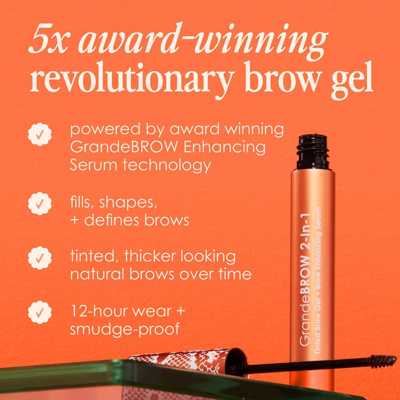 slide 3 of 9, Grande Cosmetics GrandeBROW 2-In-1 Tinted Brow Gel + Brow Enhancing Serum Dark, 