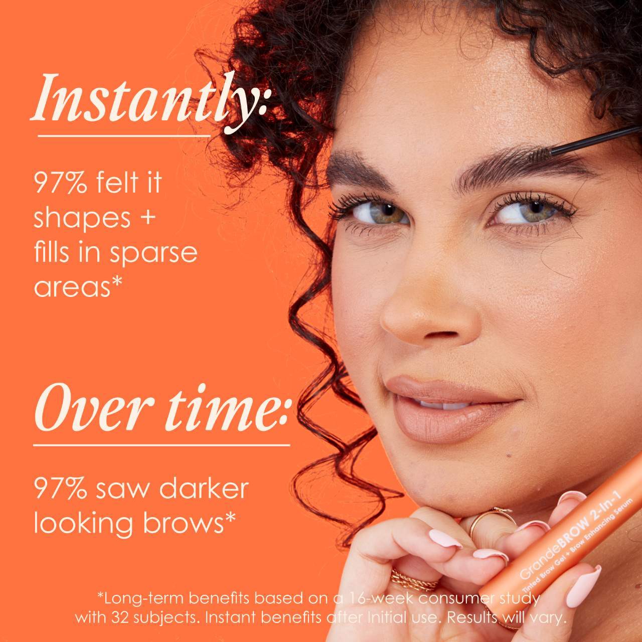 slide 7 of 9, Grande Cosmetics GrandeBROW 2-In-1 Tinted Brow Gel + Brow Enhancing Serum Dark, 