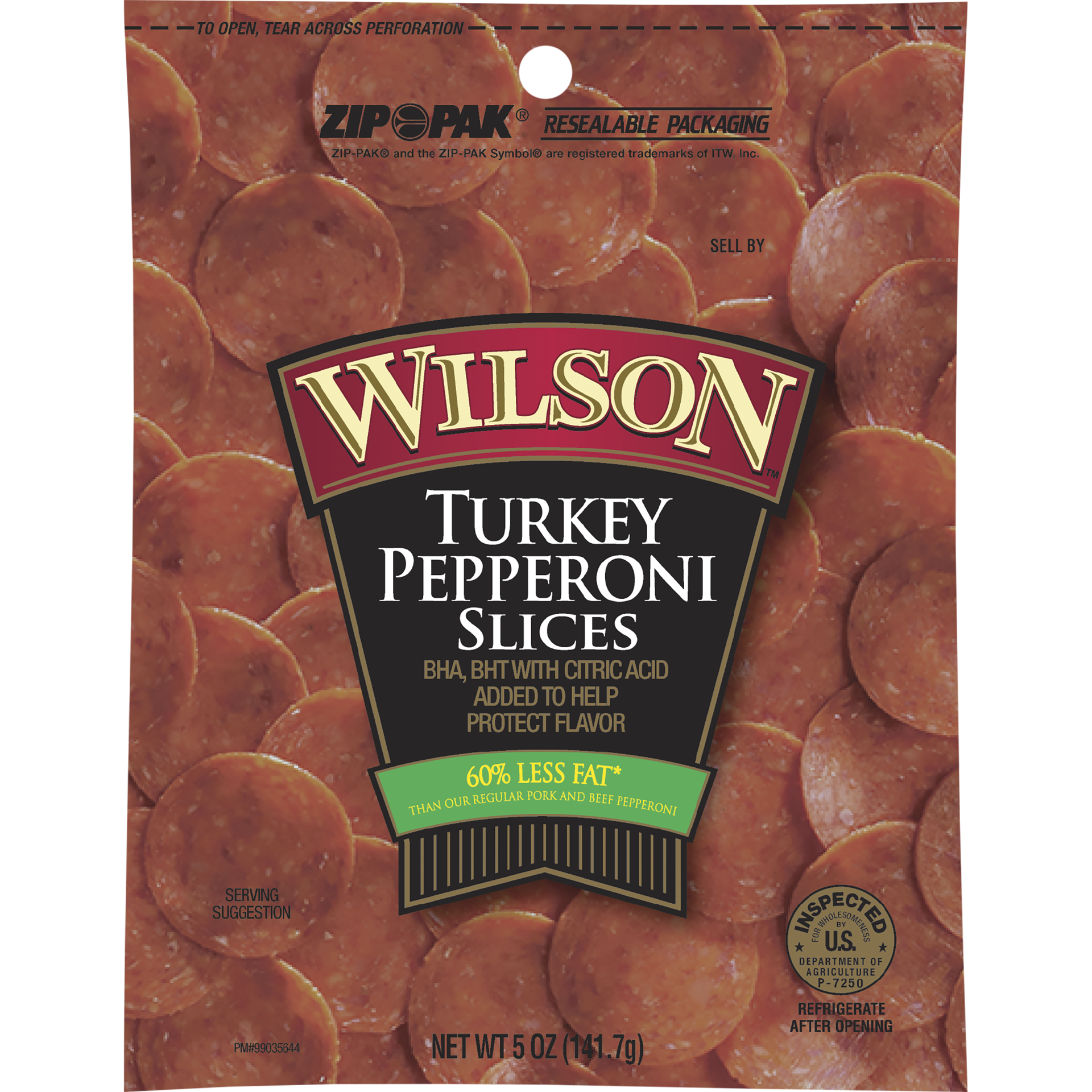 slide 1 of 3, WILSON Sliced Turkey Pepperoni, 141.75 g