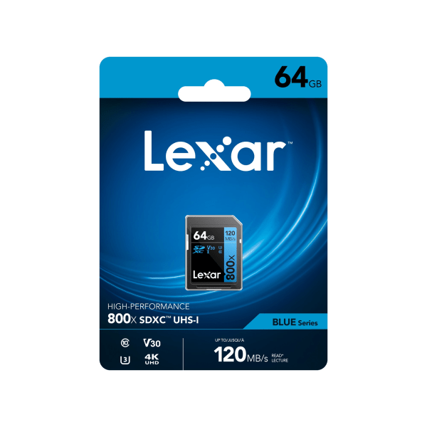 slide 2 of 2, Lexar High Performance Blue Series 800X Sdhc/Sdxc Flash Memory Card, 64Gb, Lsd64Gcb1Nl800, 1 ct