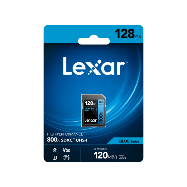 slide 2 of 2, Lexar High Performance Blue Series 800X Sdhc/Sdxc Flash Memory Card, 128Gb, Lsd128Gcb1Nl800, 1 ct
