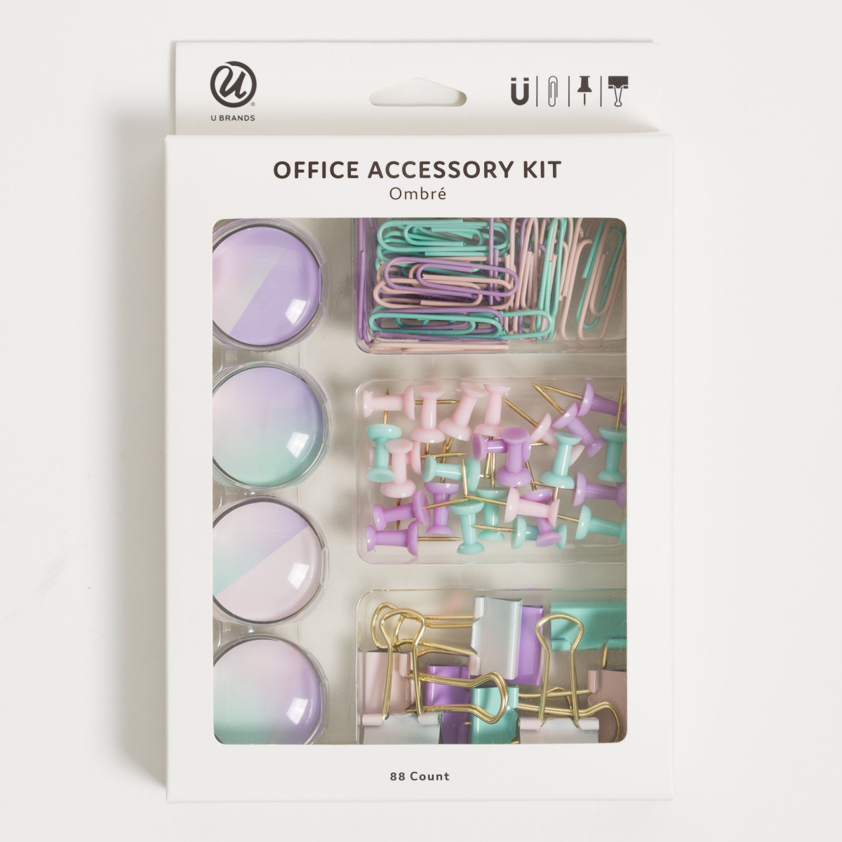 slide 1 of 3, U Brands Office Accessories Kit - Pastel Ombre, 88 ct