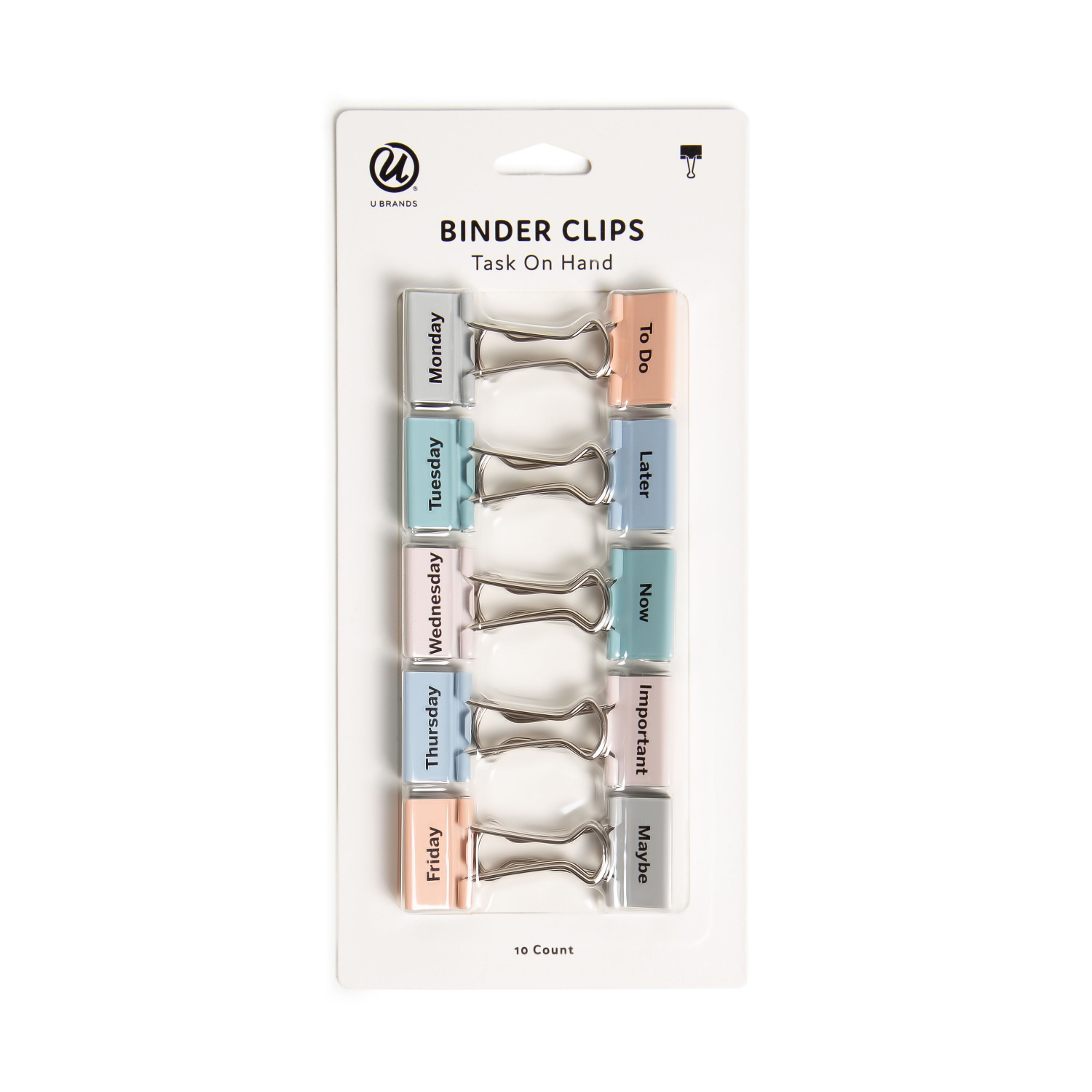 slide 1 of 3, U Brands UBRands Task On Hand Binder Clips - Pastels, 10 ct