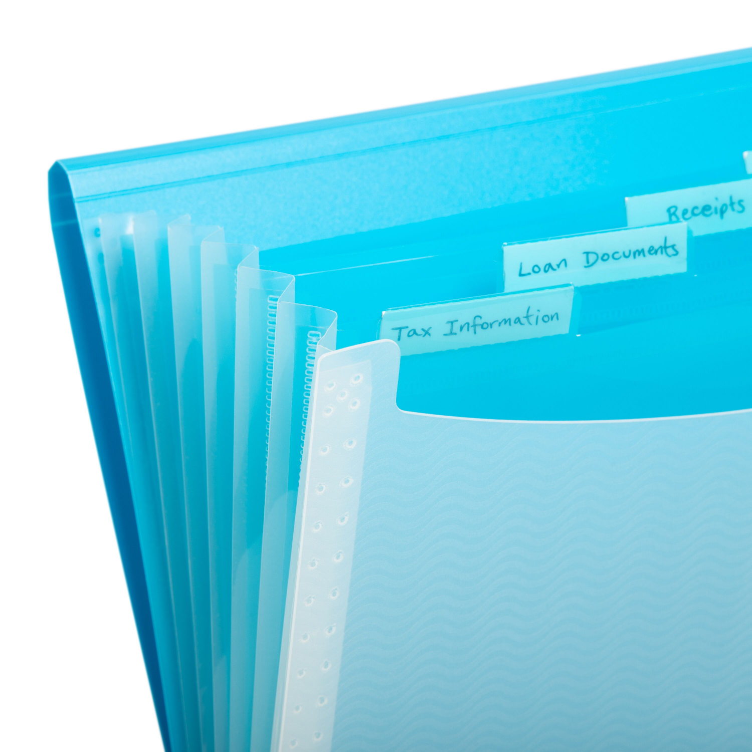 slide 3 of 5, SMEAD 7 Pocket Poly, Letter Size, Assortment, Light Blue/Pink, 1 ct